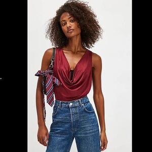 NWT Free People Intimately When And Where Bodysuit - Aged Red